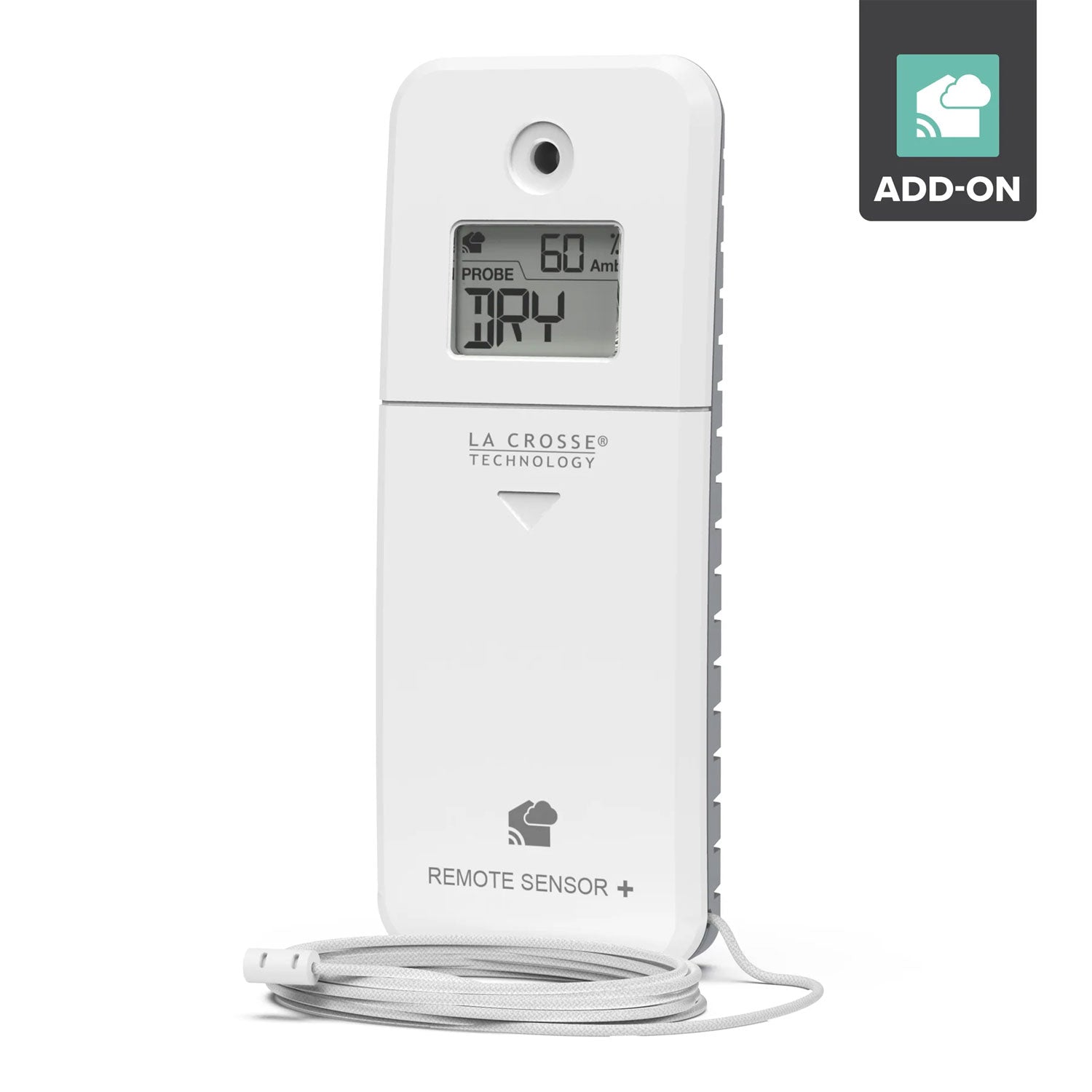 La Crosse Technology digital weather station sensor with remote sensor on a white background