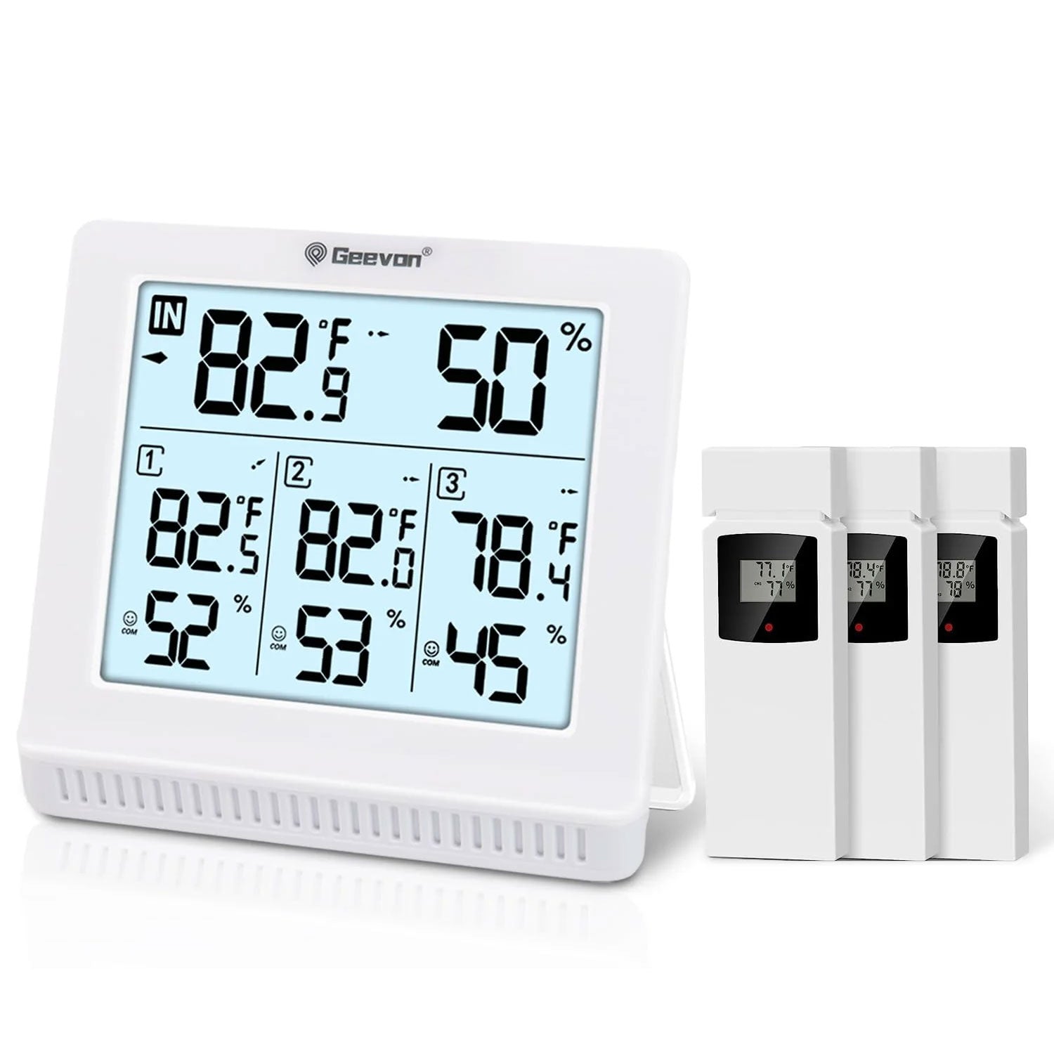 Geevon WS0190-3TX Indoor Outdoor Thermometer Wireless with 3 Remote Sensors