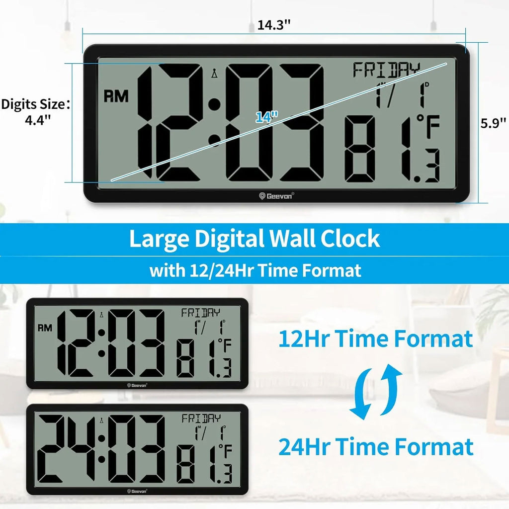 Geevon WS6126 Large Digital Wall Clock – TESA Electronics PTY Ltd