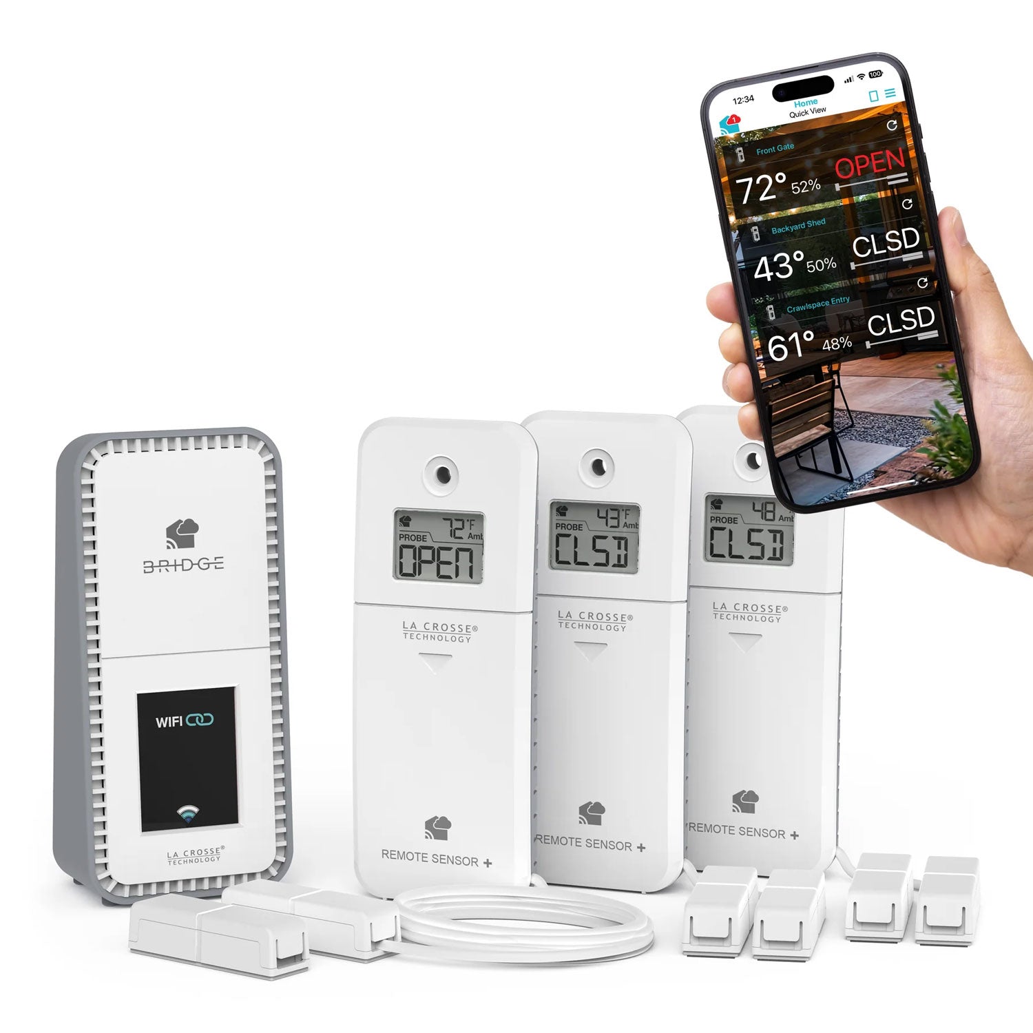 X100 Bridge Wi-Fi Gateway with Contact Sensor Wi-Fi Alert System 3-Pack