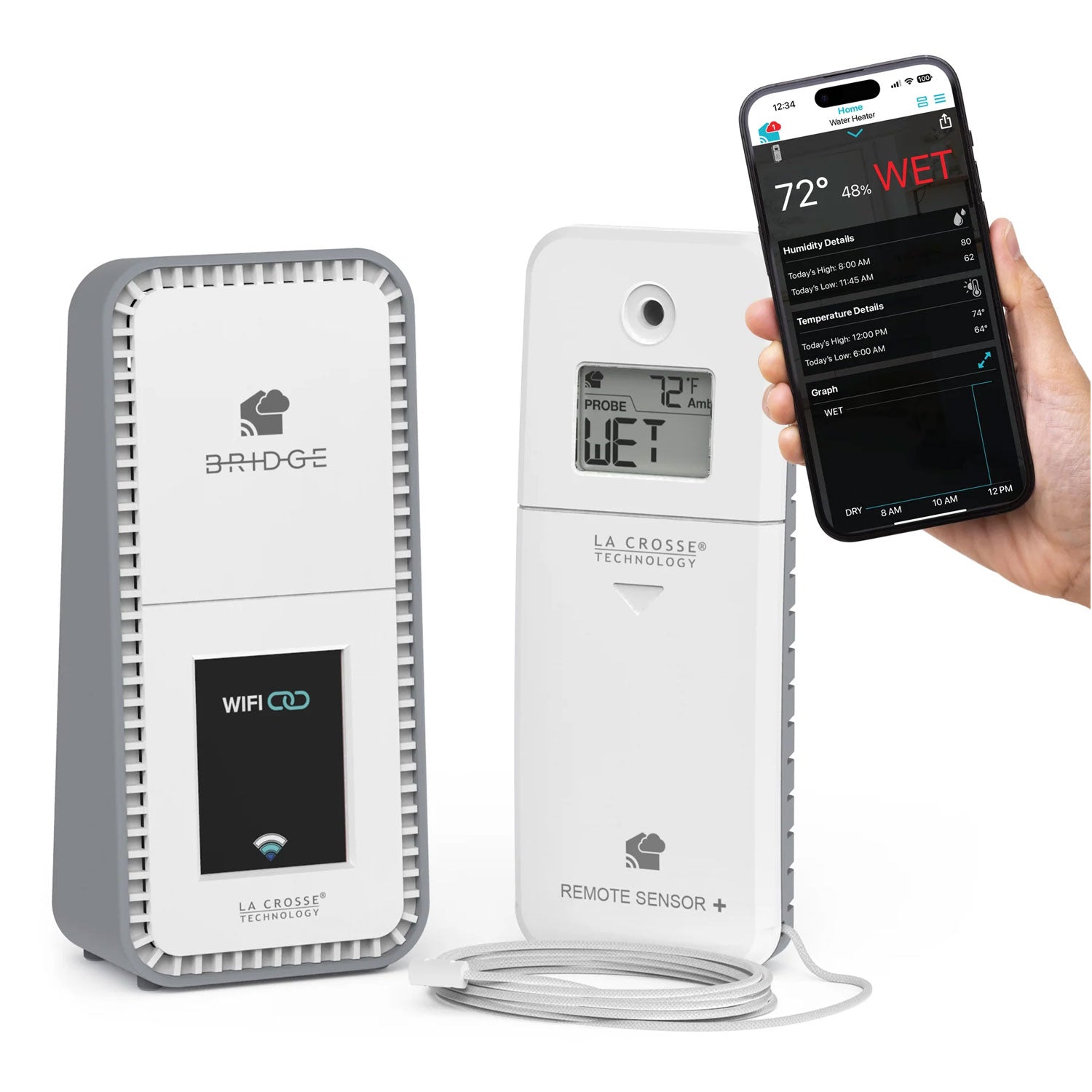 X100 Bridge Wi-Fi Gateway with Leak Geek Area Detection Wi-Fi Alert System