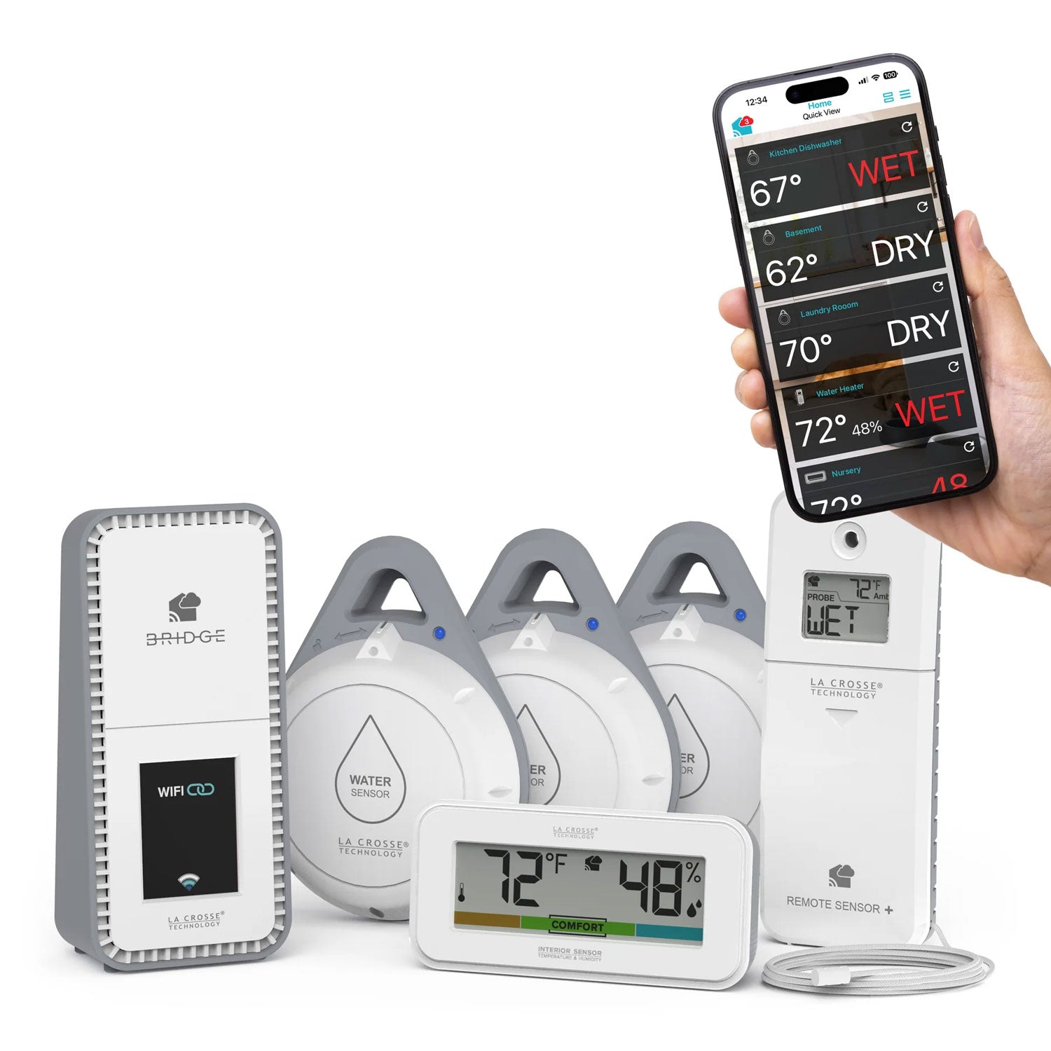 X100 Bridge Wi-Fi Gateway with Leak Geek Pro Wi-Fi Alert System