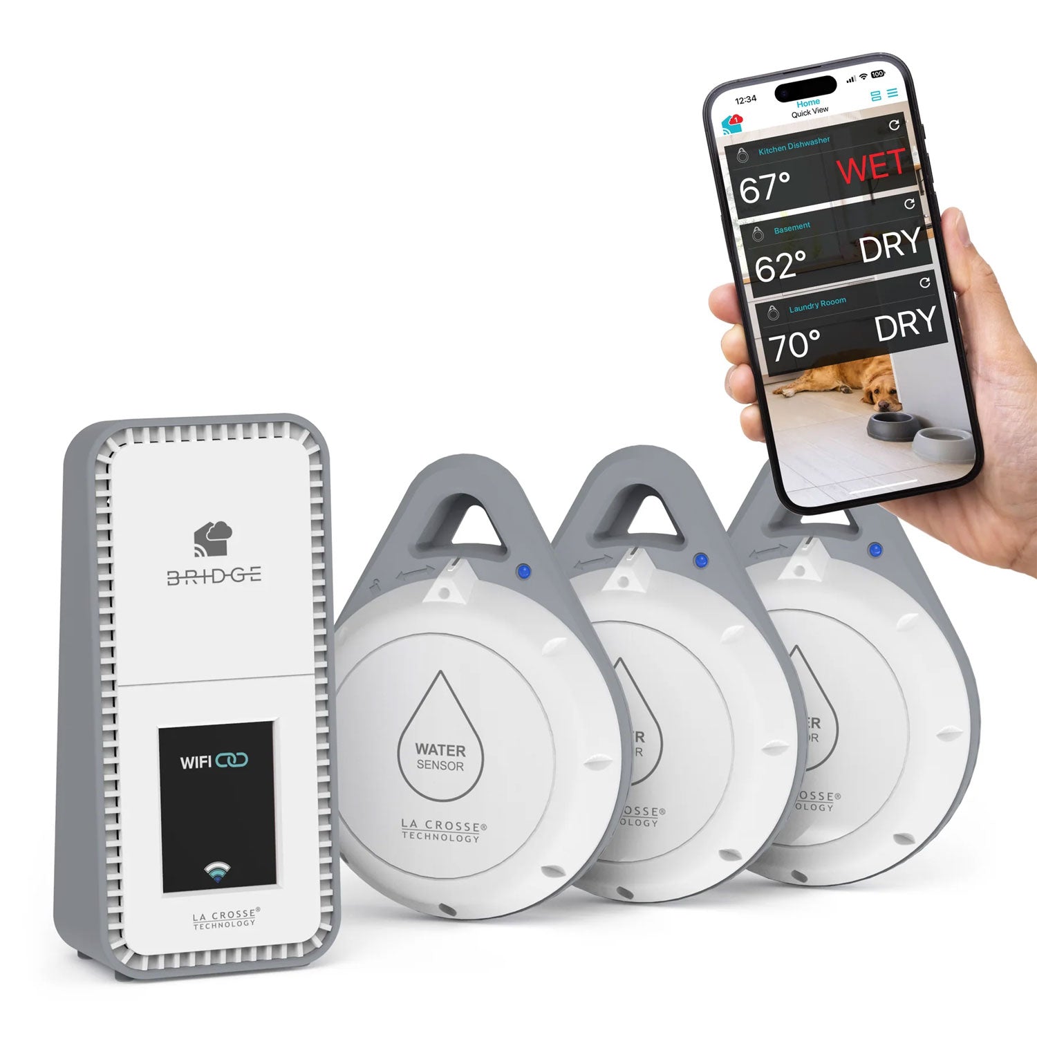 X100 Bridge Wi-Fi Gateway with Leak Geek Spot Detection Wi-Fi Alert System 3-Pack